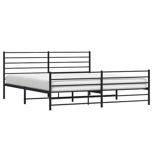 Cadre De Lit Métal Sans Matelas Avec Pied De Lit Noir 193x203cm