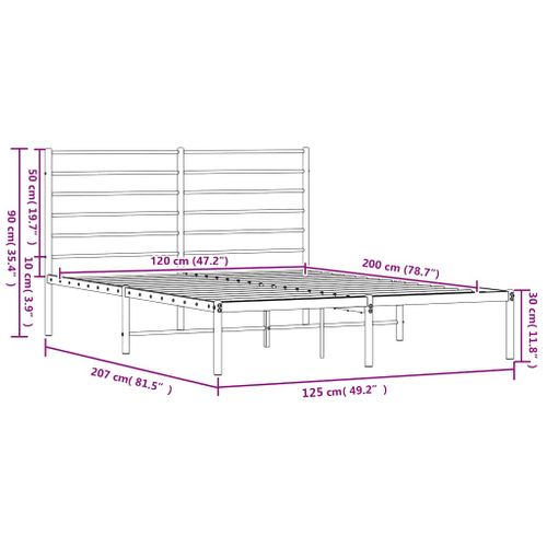 Cadre De Lit Métal Sans Matelas Et Tête De Lit Blanc 120x200 Cm