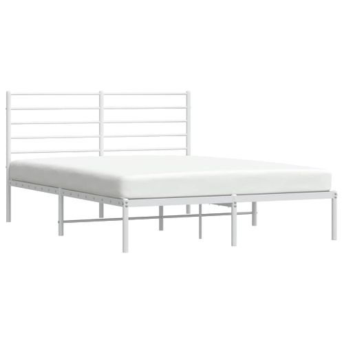 Cadre De Lit Métal Sans Matelas Et Tête De Lit Blanc 140x190 Cm