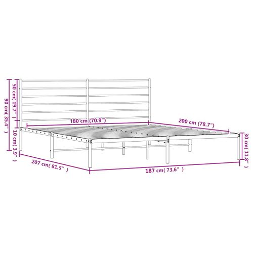 Cadre De Lit Métal Sans Matelas Et Tête De Lit Blanc 180x200 Cm