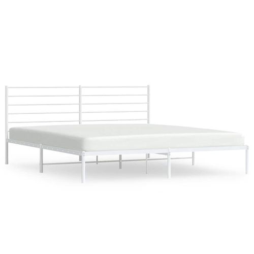 Cadre De Lit Métal Sans Matelas Et Tête De Lit Blanc 183x213 Cm