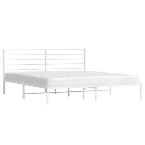 Cadre De Lit Métal Sans Matelas Et Tête De Lit Blanc 183x213 Cm