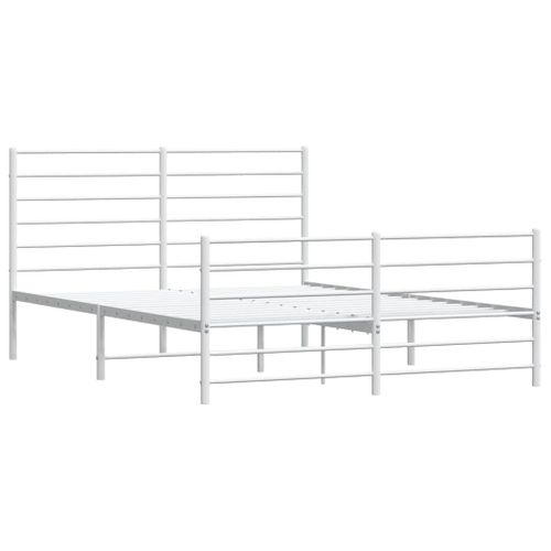 Cadre De Lit Métal Sans Matelas Et Pied De Lit Blanc 120x190 Cm