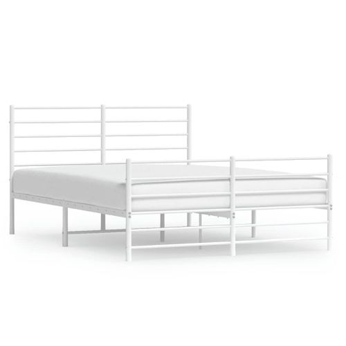 Cadre De Lit Métal Sans Matelas Et Pied De Lit Blanc 120x190 Cm