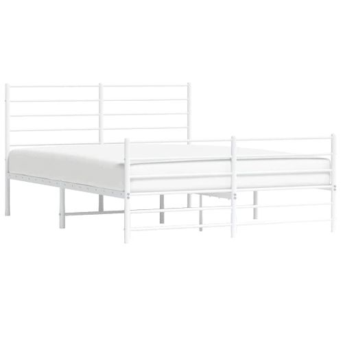 Cadre De Lit Métal Sans Matelas Et Pied De Lit Blanc 120x190 Cm