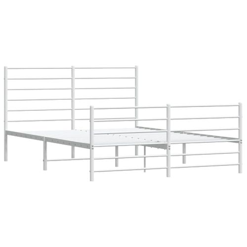 Cadre De Lit Métal Sans Matelas Et Pied De Lit Blanc 140x190 Cm