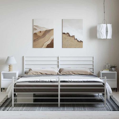 Cadre De Lit Métal Sans Matelas Et Pied De Lit Blanc 193x203 Cm