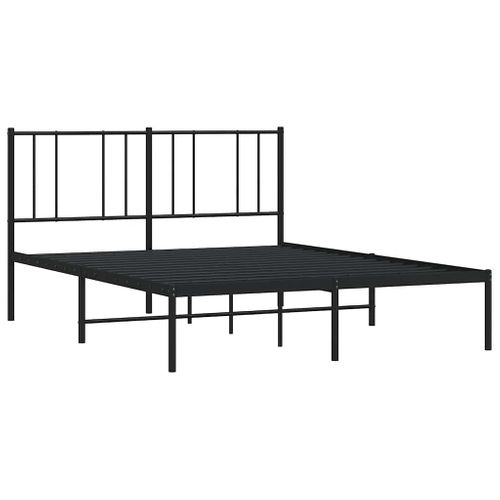 Cadre De Lit Métal Sans Matelas Avec Tête De Lit Noir 120x190cm