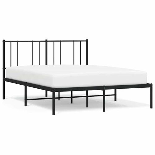 Cadre De Lit Métal Sans Matelas Avec Tête De Lit Noir 135x190cm