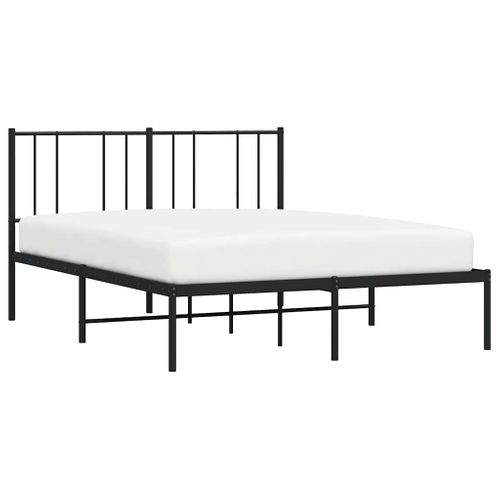 Cadre De Lit Métal Sans Matelas Avec Tête De Lit Noir 135x190cm