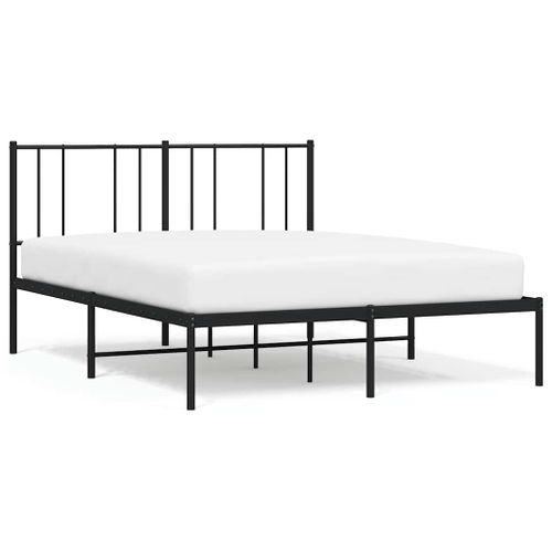 Cadre De Lit Métal Sans Matelas Avec Tête De Lit Noir 140x190cm