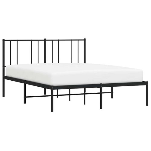 Cadre De Lit Métal Sans Matelas Avec Tête De Lit Noir 140x190cm