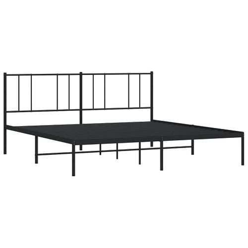 Cadre De Lit Métal Sans Matelas Avec Tête De Lit Noir 183x213cm