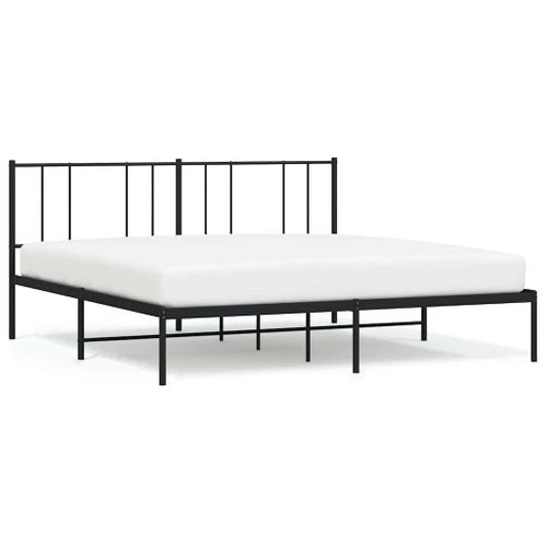 Cadre De Lit Métal Sans Matelas Avec Tête De Lit Noir 183x213cm