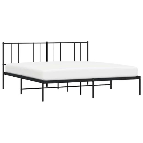 Cadre De Lit Métal Sans Matelas Avec Tête De Lit Noir 183x213cm