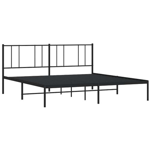 Cadre De Lit Métal Sans Matelas Avec Tête De Lit Noir 193x203cm