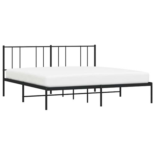 Cadre De Lit Métal Sans Matelas Avec Tête De Lit Noir 193x203cm