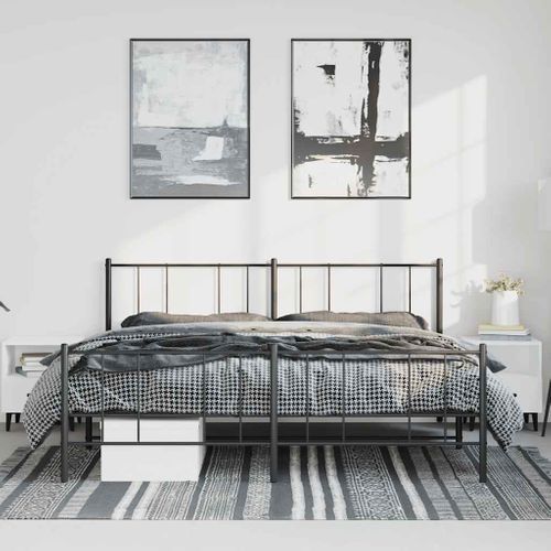 Cadre De Lit Métal Sans Matelas Avec Pied De Lit Noir 183x213cm