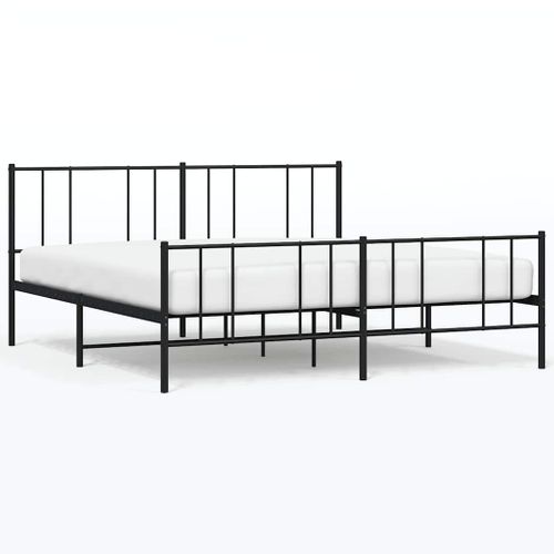 Cadre De Lit Métal Sans Matelas Avec Pied De Lit Noir 183x213cm