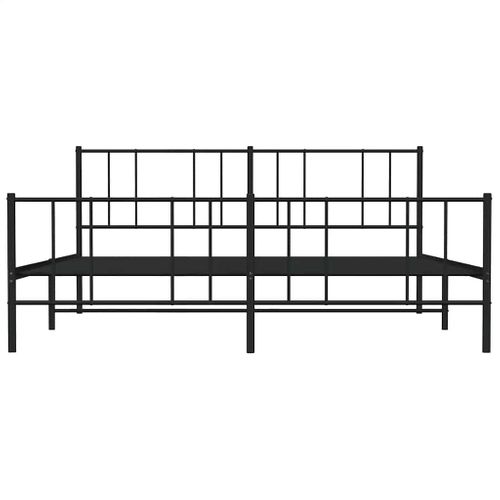 Cadre De Lit Métal Sans Matelas Avec Pied De Lit Noir 183x213cm
