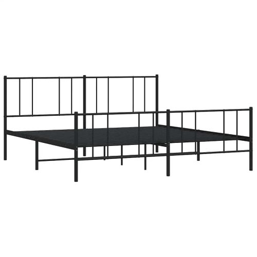 Cadre De Lit Métal Sans Matelas Avec Pied De Lit Noir 193x203cm