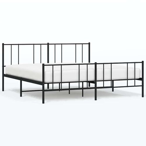 Cadre De Lit Métal Sans Matelas Avec Pied De Lit Noir 193x203cm