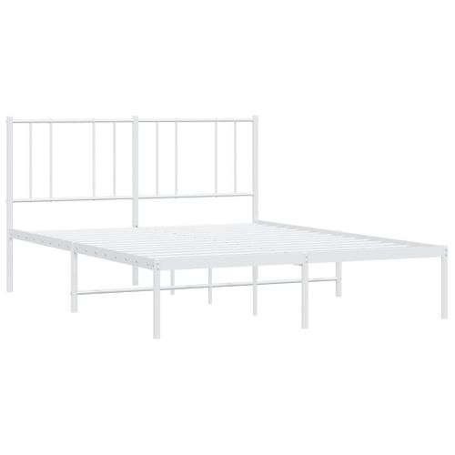 Cadre De Lit Métal Sans Matelas Et Tête De Lit Blanc 120x190 Cm