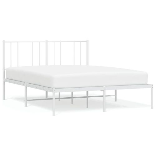 Cadre De Lit Métal Sans Matelas Et Tête De Lit Blanc 120x190 Cm