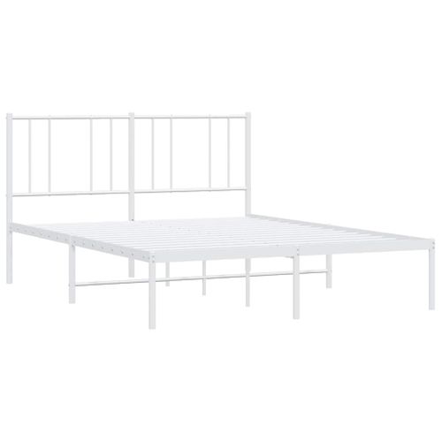 Cadre De Lit Métal Sans Matelas Et Tête De Lit Blanc 135x190 Cm
