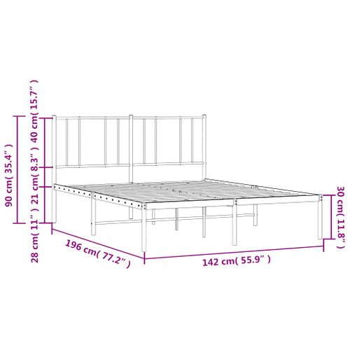Cadre De Lit Métal Sans Matelas Et Tête De Lit Blanc 135x190 Cm