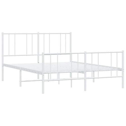 Cadre De Lit Métal Sans Matelas Et Pied De Lit Blanc 140x190 Cm