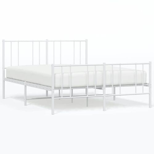 Cadre De Lit Métal Sans Matelas Et Pied De Lit Blanc 140x190 Cm