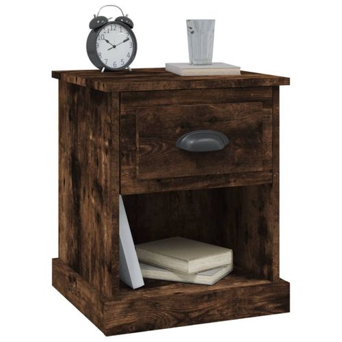 Tables De Chevet 2 Pièces Chêne Fumé 39x39x47,5 Cm Bois Ingénierie