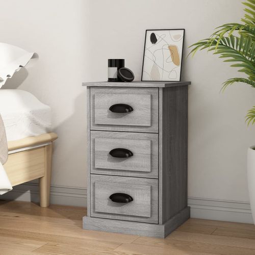 Table De Chevet Sonoma Gris 39x39x67 Cm Bois Contreplaqué