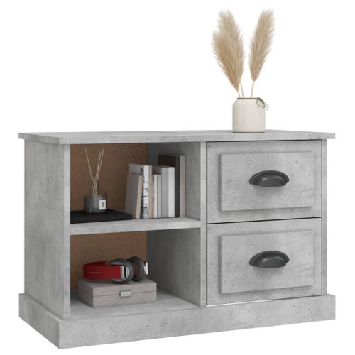 Meuble TV Gris Béton 73x35,5x47,5 Cm Bois Contreplaqué