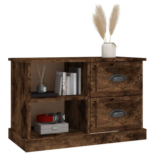 Meuble TV Chêne Fumé 73x35,5x47,5 Cm Bois Contreplaqué