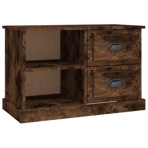 Meuble TV Chêne Fumé 73x35,5x47,5 Cm Bois Contreplaqué