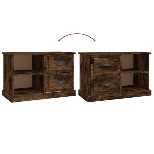 Meuble TV Chêne Fumé 73x35,5x47,5 Cm Bois Contreplaqué