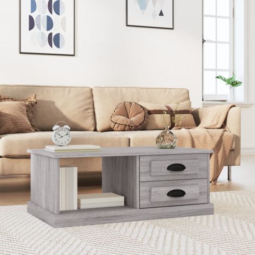 Table Basse Sonoma Gris 90x50x35 Cm Bois Contreplaqué