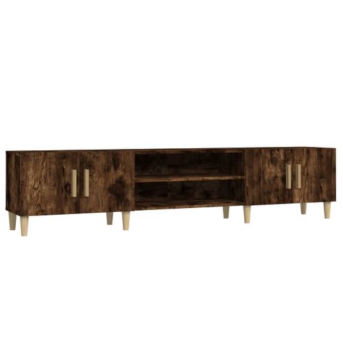 Meuble TV 180 X 31,5 X 40 Cm 4 Portes Chêne Fumé Bois Contreplaqué Unité Moderne