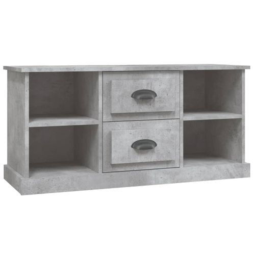 Meuble TV Gris Béton 99,5x35,5x48 Cm Bois Contreplaqué