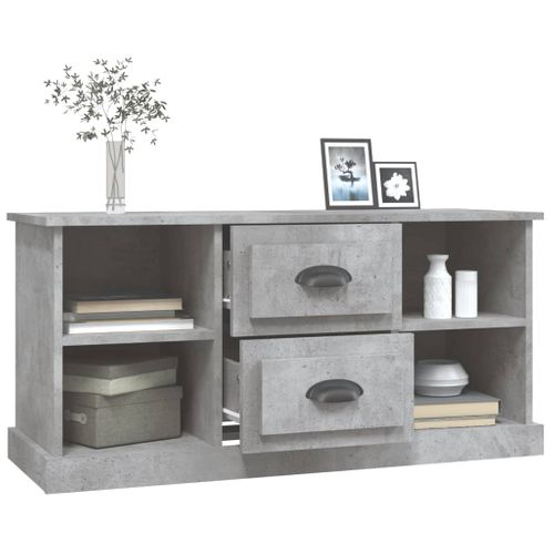 Meuble TV Gris Béton 99,5x35,5x48 Cm Bois Contreplaqué