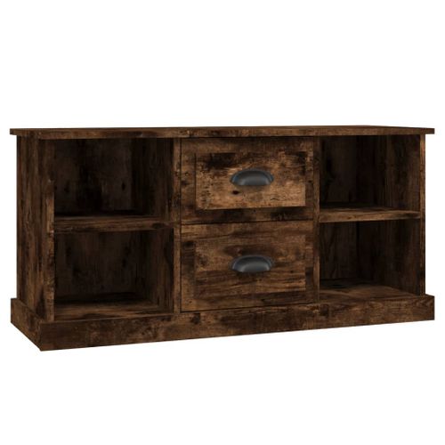 Meuble TV Chêne Fumé 99,5x35,5x48 Cm Bois Contreplaqué