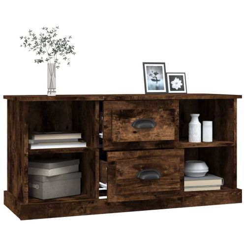 Meuble TV Chêne Fumé 99,5x35,5x48 Cm Bois Contreplaqué