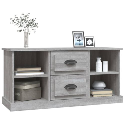 Meuble TV Sonoma Gris 99,5x35,5x48 Cm Bois Contreplaqué