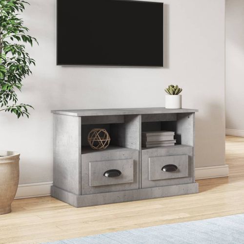 Meuble TV Gris Béton 80x35x50 Cm Bois Contreplaqué