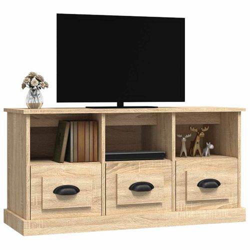 Meuble TV Chêne Sonoma 100x35x50 Cm Bois Contreplaqué