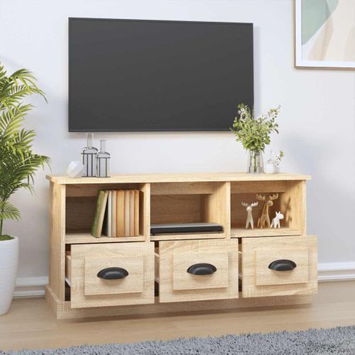 Meuble TV Chêne Sonoma 100x35x50 Cm Bois Contreplaqué