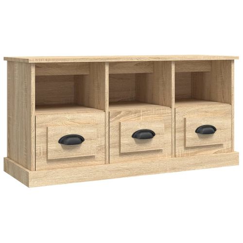 Meuble TV Chêne Sonoma 100x35x50 Cm Bois Contreplaqué