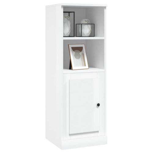 Buffet Haut Blanc Brillant 36x35,5x103,5 Cm Bois Contreplaqué